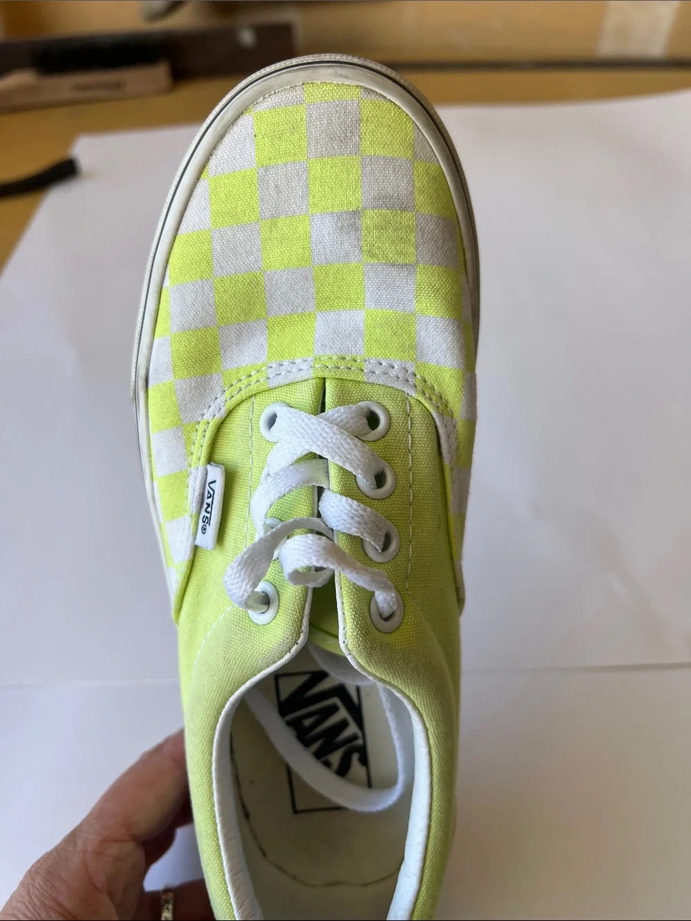 Vans Kids Checkerboard Lace-Up Sneakers - Neon Lime/White